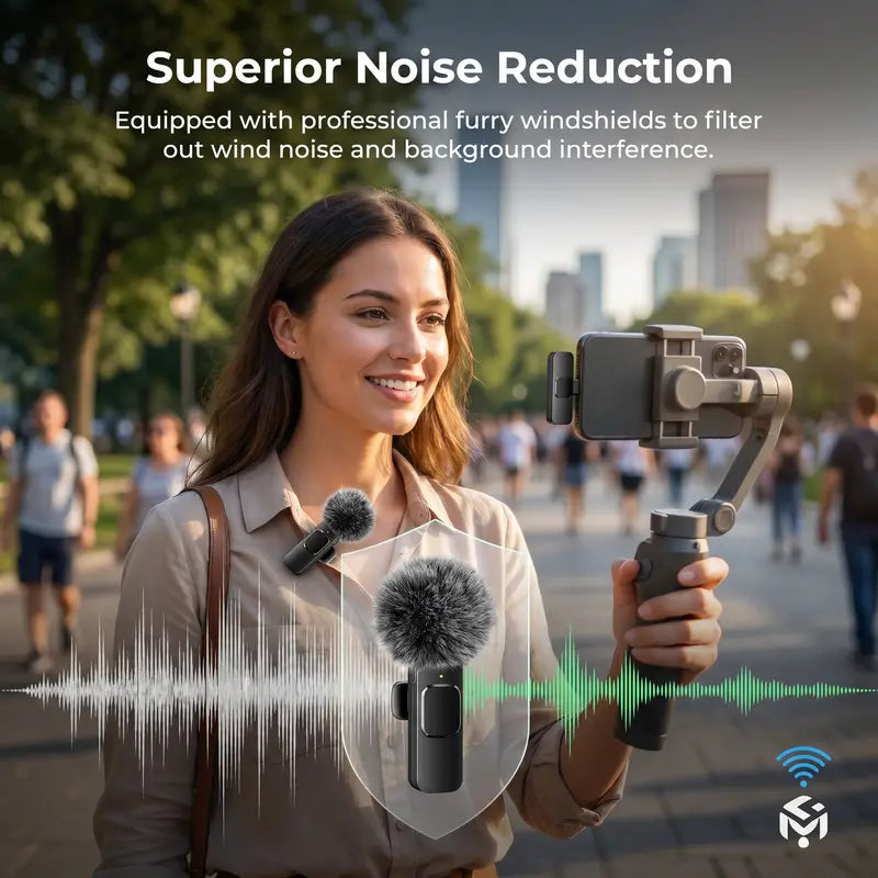 HITOZON Mini Wireless Mobile Lavalier Microphone for Iphone/Android Smartphones - Portable USB-C Lapel Mic with ABS, USB Cable, 1-Touch Recording, Mute Function for Business Audio/Video Recording, Plug-And-Play Vlogging Equipment