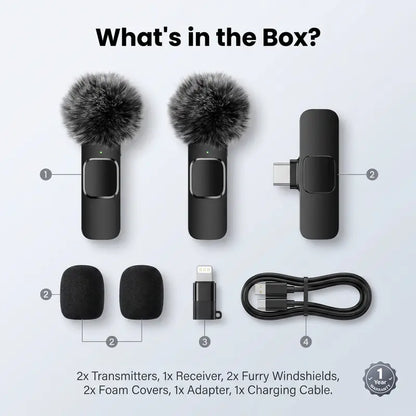 HITOZON Mini Wireless Mobile Lavalier Microphone for Iphone/Android Smartphones - Portable USB-C Lapel Mic with ABS, USB Cable, 1-Touch Recording, Mute Function for Business Audio/Video Recording, Plug-And-Play Vlogging Equipment